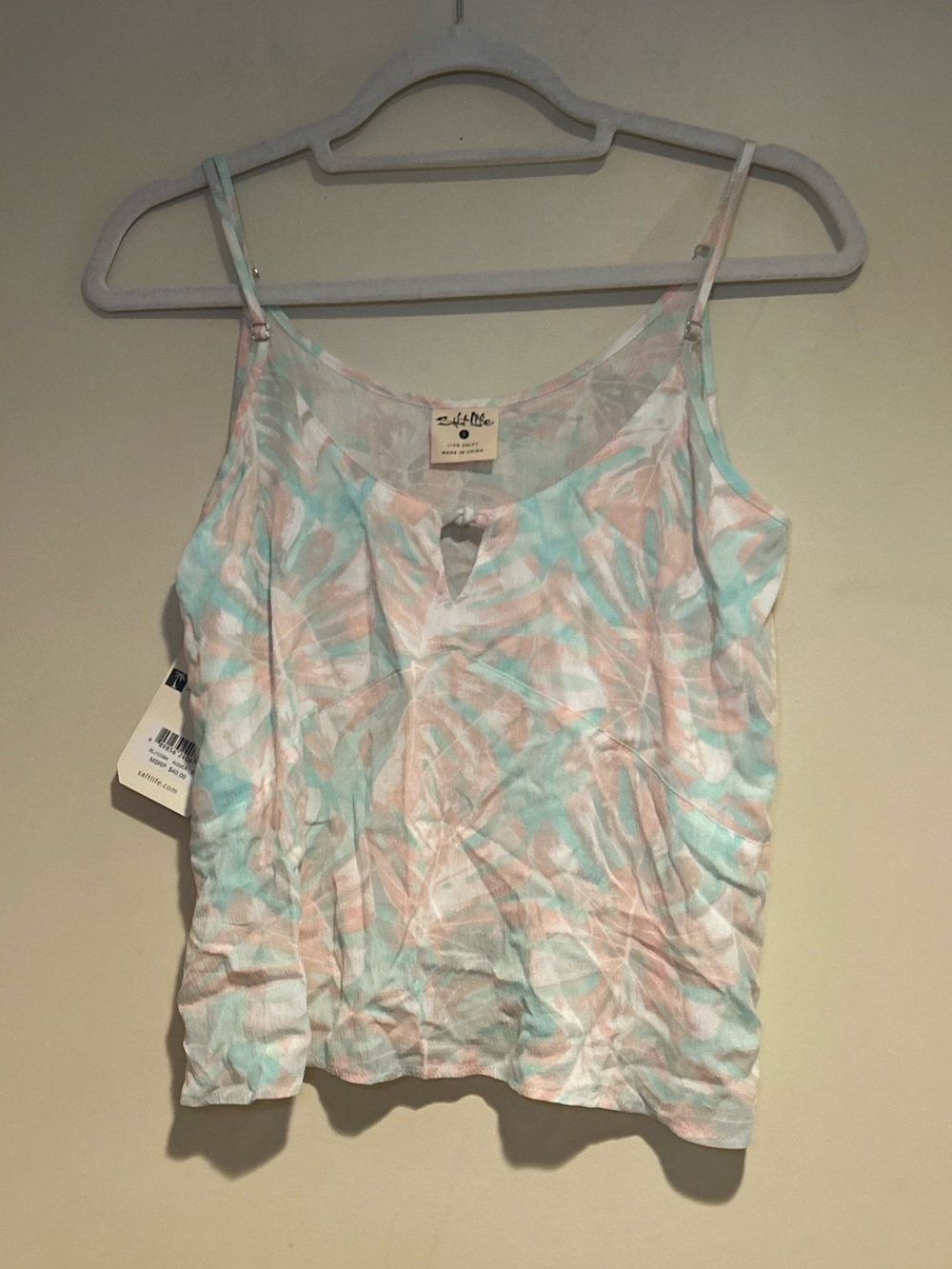 NWT Salt Life Pastel Palm Leaf Tank Sz Sm